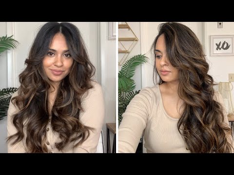 Brunette Loose Waves Medium Hair Medium Length Loose Curl Waves