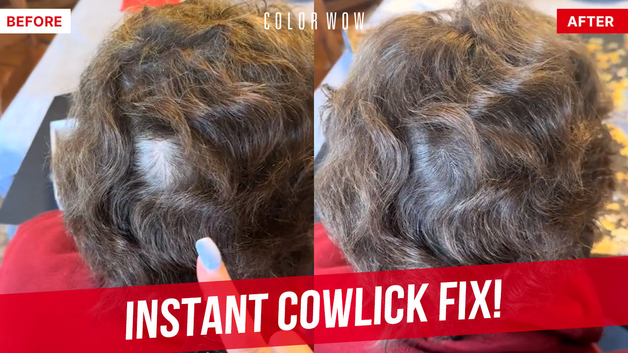 How to Fix a Curly Hair Cowlick Instantly Using Color Wow Root Cover Up