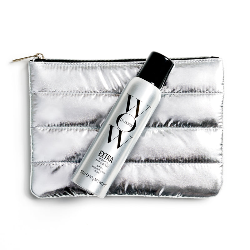 color wow extra mist-ical shine spray with silver pouch