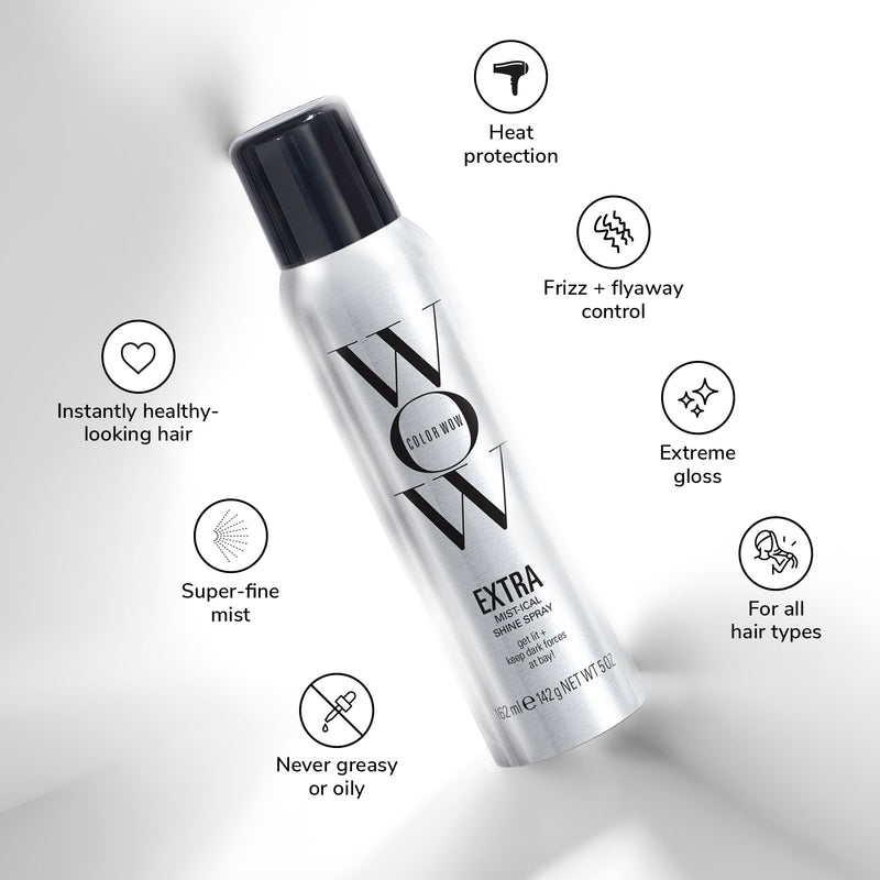  COLOR WOW Extra Shine Spray - Lightweight & Non-Greasy Formula, Heat Protection, Frizz Control, and Silky Hair