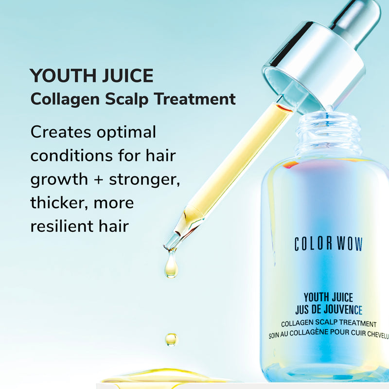 youth juice collagen scalp treatment creates optimal conditions for hair growth + stronger, thicker, more resilient hair