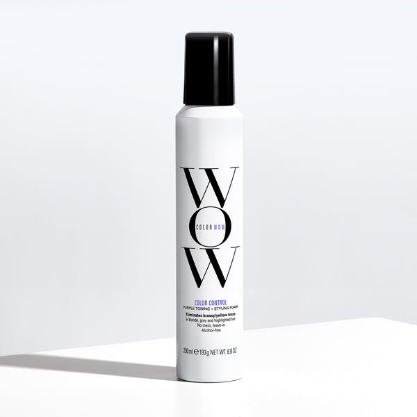 Fix brassy hair at home with Color Wow's Color Control Purple Toning Foam. Perfect for restoring brassy blonde hair.