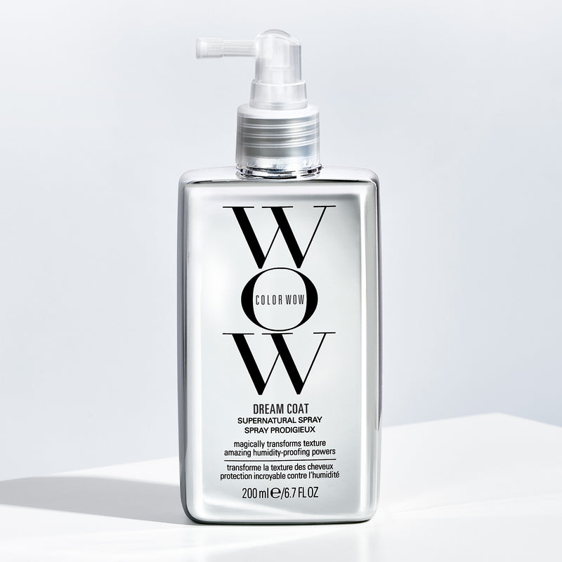 A gray bottle of Color Wow Dream Coat Supernatural Spray